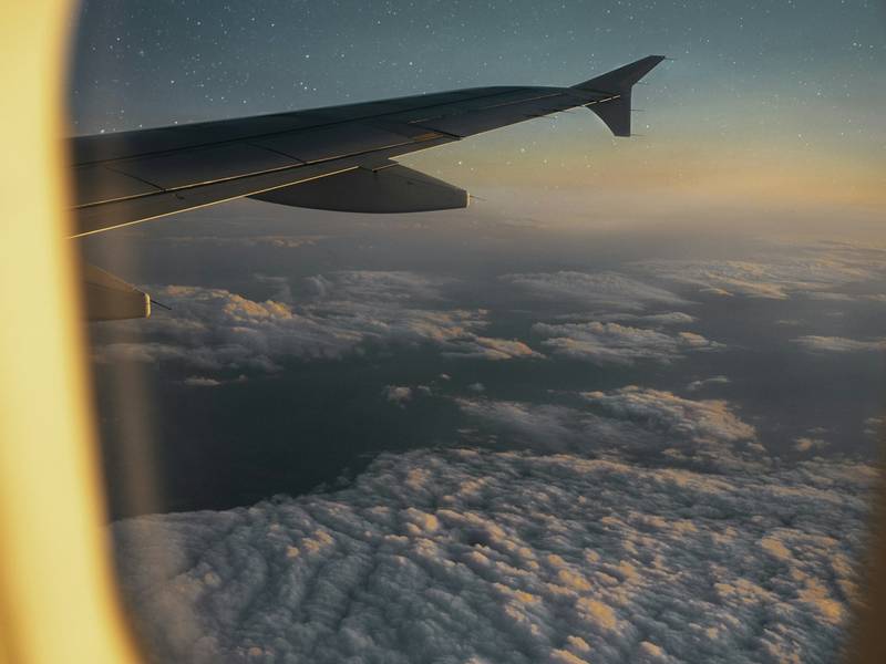 View of clouds through an aircraft window